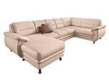 Wohnlandschaft SIT & MORE "Mailand U-Form, B: 312 cm", beige (natur), B:312cm H:85cm T:179cm, NaturLEDER (echtes Rindleder)/Korpus passendes Kunstleder Softlux;Luxus-Microfaser Altara Nubuck (100% Polyester);Kunstleder Softlux;Luxus-Kunstleder, Sofas, Wohnlandschaft, optional Schlaffunktion