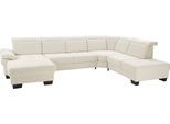 Wohnlandschaft OTTO HOME "Cornwall U-Form", beige (natur), B:360cm H:84cm T:253cm, Struktur fein (100% Polyester);Luxus-Microfaser weich (90% Polyester, 10% Polyamid), Sofas, Wohnlandschaft, inkl. Sitztiefenverstellung, wahlweise mit Schlaffunktion