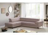 Ecksofa OTTO HOME "Astra L-Form, B: 286 cm", rosa (mud), B:286cm T:236cm, 100% Polyester (PES), Sofas, Ecksofa, mit Kopfteilverstellung, optional Schlaffunktion & Bettkasten