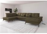 Wohnlandschaft SIT & MORE "Amica, U-Form, inkl. Sitztiefenverstellung und Armteilverstellung", grün (olive), B:357cm H:90cm T:231cm, Sofas, Wohnlandschaft, wahlweise mit Kopfteilverstellung, Schlaffunktion und Bettkasten