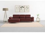 Ecksofa SIT & MORE "Cabrio L-Form, B: 295 cm, mit Sitztiefen-, Arm- & Kopfteilverstellung", rot (merlot), B:295cm H:87cm T:180cm, Sofas, Ecksofa, 2 Nierenkissen, Federkern, optional Schlaffunktion und Stauraum