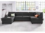 Wohnlandschaft SIT & MORE "Pisa U-Form", schwarz, B:319cm H:89cm T:168cm, Flachgewebe (100% Polyester);Luxus-Microfaser1 (100% Polyester);Luxus Microfaser2 (90% Polyester, 10% Polyamid), Sofas, Wohnlandschaft, mit Federkern, wahlweise mit Schlaffunktion