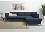 Ecksofa SIT & MORE "Olsen L-Form", blau (navy), B:248cm H:88cm T:201cm, 100% Polyester, Sofas, Ecksofa, inklusive Sitztiefenverstellung, optional Schlaffunktion, 15cm hoch
