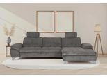 Ecksofa DIE PLANBAR "Recamiere MP-IN14007 L-Form, Breite 318 cm", cord anthrazit, B:318cm H:84cm T:180cm, 100% Polyester, Sofas, Ecksofa, wahlweise mit Schlaffunktion und verstellbaren Kopfstützen