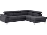 Ecksofa COTTA "Komaris L-Form, B: 249 cm", grau (lava), B:249cm H:72cm T:100cm, Microfaser PRIMABELLE (100% Polyester);Kunstleder SOFTLUX;Feinstruktur (100% Polyester);Kunstleder SOFTLUX/Struktur (100% Polyester);NaturLEDER, Sofas, Ecksofa, mit Kopfteilverstellung, optional Schlaffunktion, Bettkasten & Licht