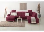 Wohnlandschaft OTTO HOME "Westerland U-Form", rot (bordeaux), B:303cm H:90cm T:213cm, 100% Polyester, Sofas, Wohnlandschaft, Federkern, wahlweise Schlaffunktion, Stauraum und Armlehn-Verstellung