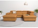 Ecksofa OTTO HOME "Alberto L-Form", gelb (curry), B:272cm H:73cm T:226cm, Luxus-Microfaser Lederoptik (100% Polyester);Luxus-Microfaser weich (9)0% Polyester / 10% Polyamid;Luxus-Microfaser Vintageoptik (100% Polyester);Microfaser Antiklederoptik (100% Polyester), Sofas, Ecksofa, mit Kopfteilverstellung, wahlweise mit Schlaffunktion