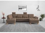 Wohnlandschaft SIT & MORE "Westham U-Form", braun (chocco), B:338cm H:88cm T:172cm, 100% Polyester, Sofas, Wohnlandschaft, wahlweise mit Schlaffunktion, Bettkasten, Sitztiefenverstellung