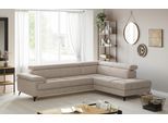 Ecksofa OTTO HOME "Astra L-Form, B: 286 cm", beige, B:286cm T:236cm, 100% Polyester (PES), Sofas, Ecksofa, mit Kopfteilverstellung, optional Schlaffunktion & Bettkasten