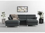 Ecksofa SIT & MORE "Marano L-Form", grau (dunkelgrau), B:257cm T:166cm, 100% Polyester, Sofas, Ecksofa, inklusive Kopfteilverstellung, optional Schlaffunktion & Bettkasten