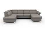 Wohnlandschaft SIT & MORE "Vincenzo U-Form", grau (steelgrau), B:317cm H:84cm T:93cm, Sofas, Wohnlandschaft, inklusive Kopfteilverstellung, optional Schlaffunktion & Bettkasten