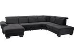 Wohnlandschaft OTTO HOME "Cornwall U-Form", schwarz, B:360cm H:84cm T:253cm, Struktur fein (100% Polyester);Luxus-Microfaser weich (90% Polyester, 10% Polyamid), Sofas, Wohnlandschaft, inkl. Sitztiefenverstellung, wahlweise mit Schlaffunktion