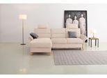 Ecksofa OTTO HOME "Westerland L-Form", beige (creme), B:252cm H:90cm T:162cm, 100% Polyester, Sofas, Ecksofa, Federkern-Polsterung, wahlweise mit Schlaffunktion, Bettkasten