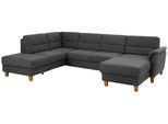 Wohnlandschaft HOME AFFAIRE "Palmera U-Form, B: 308 cm, große Stoff + Leder Auswahl", grau, B:308cm H:89cm T:212cm, 100% Polyester;Struktur (100% Polyester);Luxus-Microfaser in Lederoptik (100% Polyester), Sofas, Wohnlandschaft, optional Schlaffunktion & Bettkasten, Federkern