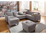 Wohnlandschaft HOME AFFAIRE "Earl U-Form", grau, B:292cm H:80cm T:204cm, Struktur fein (100% Polyester);Luxus-Microfaser ALTARA NUBUCK (100% Polyester);Luxus-Microfaser in Lederoptik (100% Polyester), Sofas, Wohnlandschaft, wahlweise auch mit Schlaffunktion oder Schlaffunktion mit Bettkasten