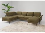Wohnlandschaft SIT & MORE "Emely, inkl. Sitztiefenverstellung", grün (olive), B:359cm H:92cm T:231cm, 100% Polyester, Sofas, Wohnlandschaft, wahlweise mit Schlaffunktion,Bettkasten,Kopf- & Armteilverstellung