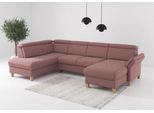 Wohnlandschaft OTTO HOME "Glendale, U-Form", rosa (aubergine), B:321cm H:84cm T:193cm, 100% Polyester, Sofas, Wohnlandschaft, inkl. Kopfteilverstellung, wahlweise mit Vorziehsitz und Bettkasten