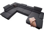 Wohnlandschaft SIT & MORE "Alcatraz U-Form", grau (dunkelgrau), B:350cm H:94cm T:226cm, Struktur fein (97% Polyester, 3% Polyamid);Luxus-Microfaser ALTARA NUBUCK (95% Polyester, 5% Baumwolle);Struktur (100% Polyester), Sofas, Wohnlandschaft, wahlweise mit Schlaffunktion