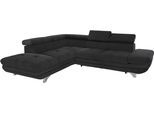 Ecksofa COTTA "Enterprise L-Form", schwarz, B:273cm H:72cm T:237cm, Struktur (100% Polyester );Chenille (90% Polyester; 10% Polyamid ), Sofas, Ecksofa, mit Arm- & Kopfteilverstellung, wahlweise mit Schlaffunktion