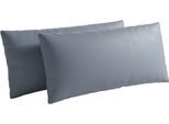 Sofakissen SIT & MORE "Vanity Leder, 3er Set, B: 60 cm", grau (graublau), B:60cm H:30cm T:12cm, Leder, Polsterauflagen, Sofakissen