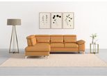 Ecksofa SIT & MORE "Cabrio L-Form, B: 274 cm, mit Sitztiefen-, Arm- & Kopfteilverstellung", gelb (curry), B:274cm H:87cm T:230cm, Sofas, Ecksofa, 3 Nierenkissen, Federkern, optional Schlaffunktion und Stauraum