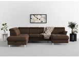 Wohnlandschaft SIT & MORE "Marano U-Form", braun, B:304cm T:216cm, 100% Polyester, Sofas, Wohnlandschaft, inklusive Kopfteilverstellung, optional Schlaffunktion & Bettkasten