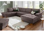 Wohnlandschaft OTTO HOME "Puccini U-Form", braun (nuss), B:340cm H:86cm T:224cm, Luxus-Microfaser (100% Polyester);Luxus-Microfaser ALTARA NUBUCK (100% Polyester);Luxus-Microfaser Lederoptik (100% Polyester), Sofas, Wohnlandschaft, mit Federkern, Sitztiefenverstellung, Kontrastnaht