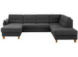 Wohnlandschaft HOME AFFAIRE "Palmera U-Form, B: 308 cm", grau, B:308cm H:89cm T:212cm, 100% Polyester;Struktur (100% Polyester);Luxus-Microfaser in Lederoptik (100% Polyester), Sofas, Wohnlandschaft, optional Schlaffunktion & Bettkasten, Federkern