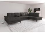 Wohnlandschaft SIT & MORE "Amica, U-Form, inkl. Sitztiefenverstellung und Armteilverstellung", braun (mocca), B:357cm H:90cm T:231cm, Sofas, Wohnlandschaft, wahlweise mit Kopfteilverstellung, Schlaffunktion und Bettkasten
