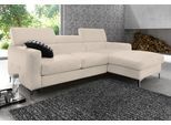 Ecksofa COTTA "Sammy L-Form", beige (creme), B:226cm H:92cm T:105cm, Microfaser PRIMABELLE (100% Polyester);NaturLEDER in Sitz und Rücken/Kunstleder im Korpus;NaturLEDER (echtes Rindsleder), Rückseite mit Spannstoff bezogen, Sofas, Ecksofa, mit Kopfteilverstellung, wahlweise mit Schlaffunktion