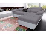 Ecksofa COTTA "Speedway L-Form", grau, grau, B:265cm H:79cm T:102cm, Edles Flachgewebe ( 100% Polyester ) / Feine Struktur ( 100% Polyester );Kunstleder SOFTLUX / Luxus-Microfaser ( 100% Polyester );Kunstleder SOFTLUX / Struktur ( 100% Polyester ), Sofas, Ecksofa, mit Kopfteilverstellung, wahlweise mit Schlaffunktion & Bettkasten