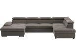 Wohnlandschaft SIT & MORE "Alcudia U-Form", braun (schlamm), B:349cm H:73cm T:226cm, 100% Polyester, Sofas, Wohnlandschaft, wahlweise mit Schlaffunktion