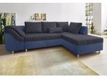 Ecksofa COLLECTION AB "Sally L-Form, B: 256 cm", blau (braun, blau), B:256cm H:87cm T:165cm, Microfaser PRIMABELLE (100% Polyester) / Struktur (80% Polyester, 20% Acryl);Struktur (80% Polyester, 20% Acryl);Kunstleder SOFTLUX / Struktur (80% Polyester, 20% Acryl);Microfaser PRIMABELLE (100% Polyester) / Cord (100% Polyester), Sofas, Ecksofa, 1 Zierkissen, optional Schlaffunktion & Bettkasten