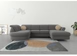 Wohnlandschaft SIT & MORE "Apulia U-Form", grau, B:304cm H:78cm T:192cm, Webstoff (100% Polyester);Struktur weich (90% Polyester, 10% Polyamid);Luxus-Microfaser Euphoria (100% Polyester), Sofas, Wohnlandschaft, wahlweise Schlaffunktion, Bettkasten und Kopf- und Armteilverstellung