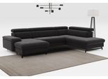 Wohnlandschaft COTTA "Emma U-Form, B: 328 cm", schwarz, B:328cm H:97cm T:215cm, Sofas, Wohnlandschaft, mit Kopfteilverstellung, optional Schlaffunktion & Bettkasten