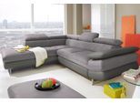 Ecksofa COTTA "Solution L-Form, Design Sofa, bequeme Wellenunterfederung, Design Fuß", grau (grau, grau), B:262cm H:73cm T:228cm, Sofas, Ecksofa, mit Arm- & Kopfteilverstellung, wahlweise mit Schlaffunktion