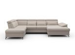 Wohnlandschaft SIT & MORE "Cabrio U-Form, B: 359 cm, mit Sitztiefen-, Arm- & Kopfteilverstellung", grau (elephant), B:359cm H:87cm T:230cm, 100% Polyester, Sofas, Wohnlandschaft, 3 Nierenkissen, Federkern, mit Schlaffunktion und Stauraum