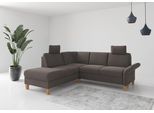 Ecksofa OTTO HOME "Rochelle, L-Form", grau (fango), B:240cm H:90cm T:216cm, 100% Polyester, Sofas, Ecksofa, wahlweise mit Armteilverstellung, Schlaffunktion und Bettkasten