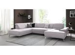 Wohnlandschaft OTTO HOME "Caluna", silber, B:334cm H:81cm T:235cm, Flachgewebe Mura: (100% Polyester);Luxus-Microfaser Vintageoptik (100% Polyester);Luxus-Mikrofaser (90% Polyester, 10% Polyamid), Sofas, Wohnlandschaft, Inkl.Sitztiefenverstellung, wahlweise mit Kopf- und Armteilverstellung