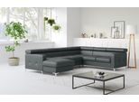 Wohnlandschaft COTTA "Sammy U-Form, B: 304 cm", grau (fango), B:304cm H:74cm T:240cm, NaturLEDER, die Rückseite ist mit schwarzem und die Liegefläche der Bettfunktion ist mit beigem Spannstoff bezogen, Sofas, Wohnlandschaft, Kopfteilverstellung, optional Schlaffunktion & Bettkasten
