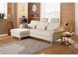 Ecksofa HOME AFFAIRE "Palace L-Form", beige (natur), B:266cm H:89cm T:164cm, Struktur fein (100% Polyester);Struktur (100% Polyester);Luxus-Microfaser Lederoptik (100% Polyester), Sofas, Ecksofa, incl. Sitztiefenverstellung, wahlweise mit Schlaffunktion und Stauraum