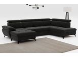 Wohnlandschaft COTTA "Hudson", schwarz, B:324cm T:207cm, Sofas, Wohnlandschaft, mit Kopfteilverstellung, optional Schlaffunktion & Bettkasten