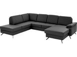 Wohnlandschaft DIE PLANBAR "PN-EM15047 U-Form, ohne Kopfstützen", grau (anthrazit), B:309cm H:88cm T:235cm, Sofas, Wohnlandschaft, Echtleder, wahlweise mit Schlaffunktion u. Stauraum