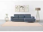 Ecksofa SIT & MORE "Cabrio L-Form, B: 295 cm, mit Sitztiefen-, Arm- & Kopfteilverstellung", blau (graublau), B:295cm H:87cm T:180cm, Sofas, Ecksofa, 2 Nierenkissen, Federkern, optional Schlaffunktion und Stauraum