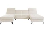 Wohnlandschaft OTTO HOME "Cardiz U-Form", beige (creme), B:296cm H:83cm T:173cm, Webstoff (100% Polyester);Luxus-Microfaser Paris (90% Polyester/10% Polyamid);Struktur fein (100% Polyester);Samtoptik (100% Polyester), Sofas, Wohnlandschaft, inkl.Kopfteilverstellung und Federkern wahlweise mit Schlaffunktion
