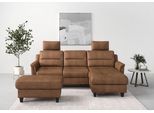 Ecksofa SIT & MORE "Farö L-Form", braun (cognac), B:234cm H:90cm T:168cm, Sofas, Ecksofa, inklusive Federkern, wahlweise mit Schlaffunktion und Bettkasten