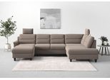 Wohnlandschaft SIT & MORE "Farö U-Form", grau (taupe), B:325cm H:90cm T:187cm, Sofas, Wohnlandschaft, inklusive Federkern, wahlweise mit Schlaffunktion und Bettkasten
