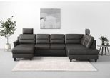 Wohnlandschaft SIT & MORE "Farö U-Form", grau (anthrazit), B:325cm H:90cm T:187cm, Sofas, Wohnlandschaft, inklusive Federkern, wahlweise mit Schlaffunktion und Bettkasten