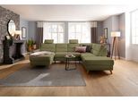 Wohnlandschaft OTTO HOME "Westerland U-Form", grün (olive), B:303cm H:90cm T:213cm, 98% Polyester 2% Polyamid, Sofas, Wohnlandschaft, Federkern, wahlweise Schlaffunktion, Stauraum und Armlehn-Verstellung