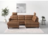 Ecksofa SIT & MORE "Farö L-Form", braun (cognac), B:251cm H:90cm T:187cm, Sofas, Ecksofa, inklusive Federkern, wahlweise mit Schlaffunktion und Bettkasten